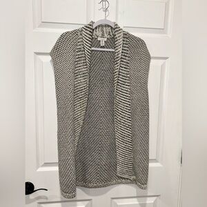 Chico’s Cardigan Knit Sweater‎ Open Front Black Wht Metallic Sparkle Women’s Sm